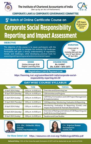 Certificate Course on CSR Reporting and Impact Assessment Batch 2 -19th April to 28th April 2024 (1)